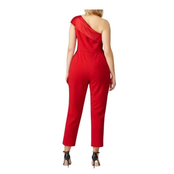 Adrianna Papell One Shoulder Jumpsuit Red 14 - Picture 3 of 16